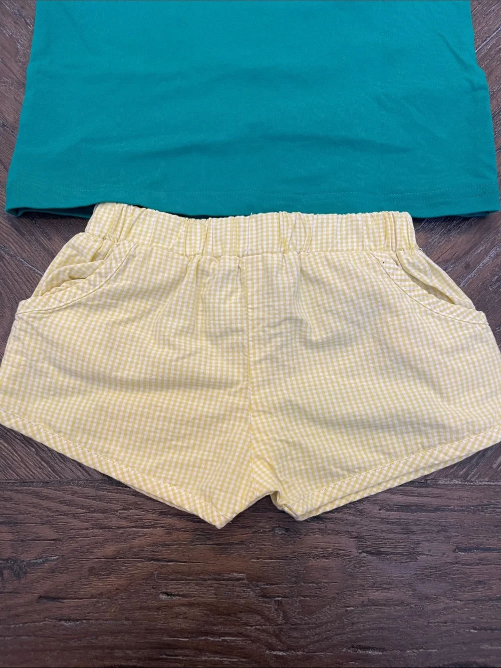 Sew Magnolia Smocks Green Golf Tee and Yellow Shorts Set  Monogrammed with MAC